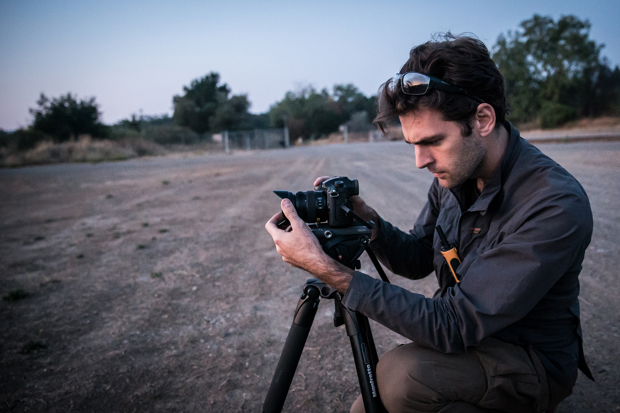 Ben Sherlock filming in Australian outback